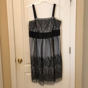 Dressbarn Layered Chiffon Dress with Floral Detail